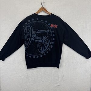 AC/DC Sweatshirt Mens Large Black Crewneck Cannon‎ Graphic Band Rock Pullover